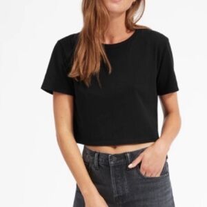 Everlane Perform Mesh Boxy Crop Crew Tee Black Size Small